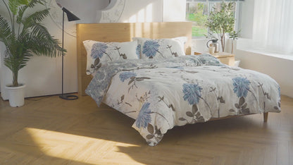 Daisy Silhouette 5 Piece 100% Cotton Bedding Set: Duvet Cover, Two Pillowcases and Two Pillow Shams