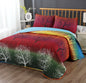 Rainbow Tree Bedspread Coverlet Quilt Set: Quilt and Pillow Shams