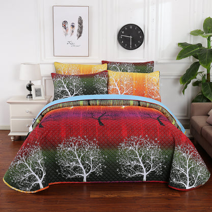 Rainbow Tree Bedspread Coverlet Quilt Set: Quilt and Pillow Shams