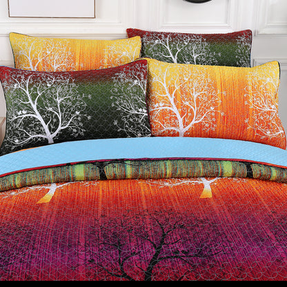 Rainbow Tree Bedspread Coverlet Quilt Set: Quilt and Pillow Shams