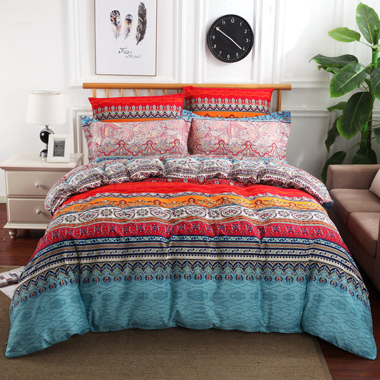 Colorful Boho Mandala Paisley 3-Piece Bedding Set: Duvet Cover and Pillow Shams