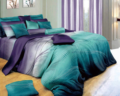 blue luxury cotton duvet cover set, reversable.