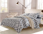 Medallion grey cream cotton duvet cover set, striped print at the reverse side.